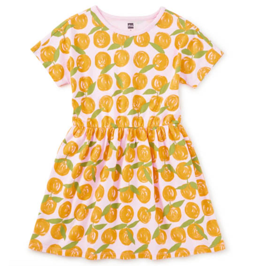 Tea Short Sleeve Twirl Dress- Valencia Orange-TEA-Little Giant Kidz