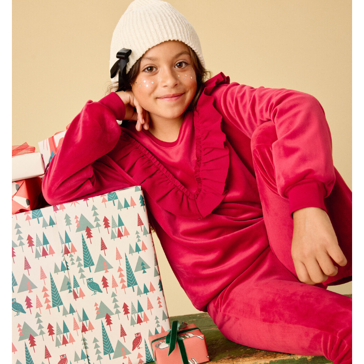 Tea Velour Ruffle Tunic Top-TEA-Little Giant Kidz