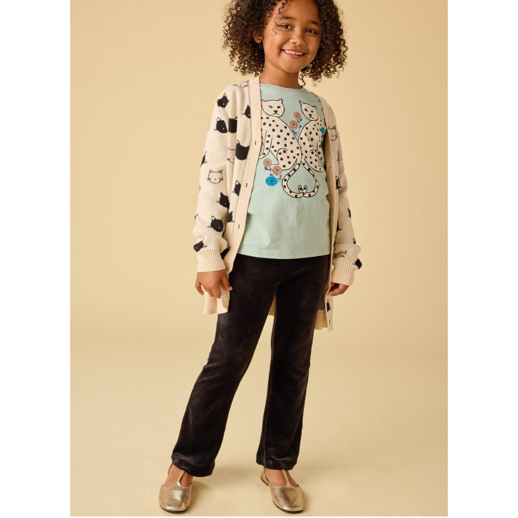 Tea Very Velour Flare Pants - Black-TEA-Little Giant Kidz
