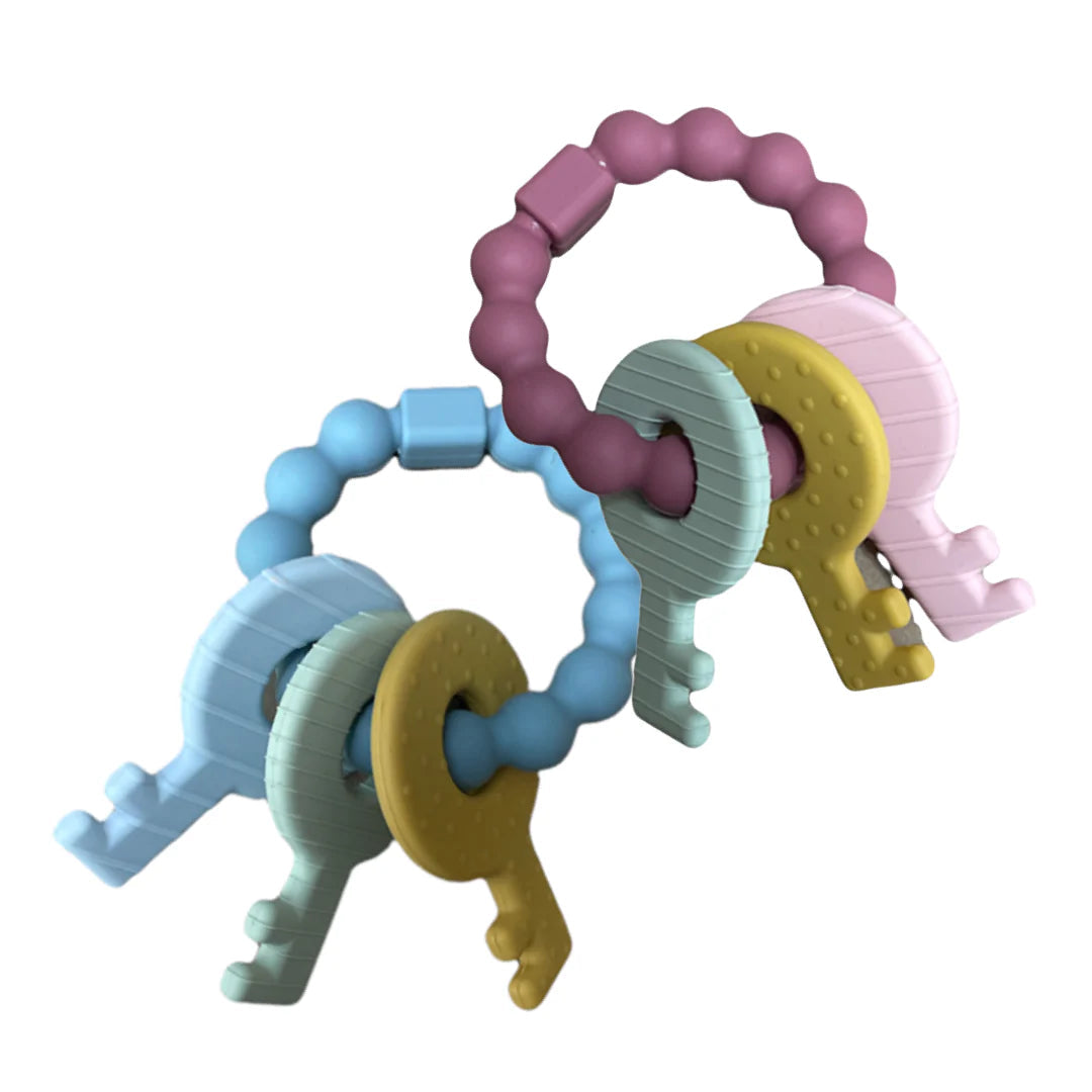 Three Hearts Key Rattle Teether