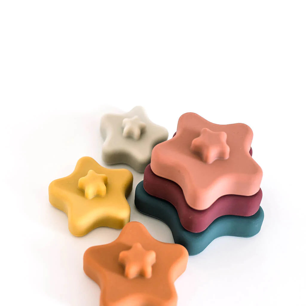 Three Hearts Stella Star Stackers - Muted-Three Hearts Modern Teething-Little Giant Kidz
