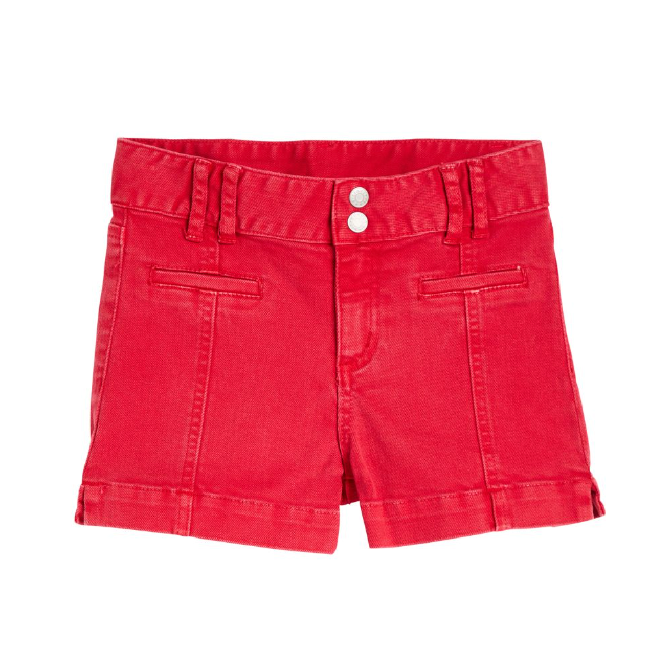 Tractr Girls Welt Pocket Trouser Shorts- Red-TRACTR JEANS-Little Giant Kidz