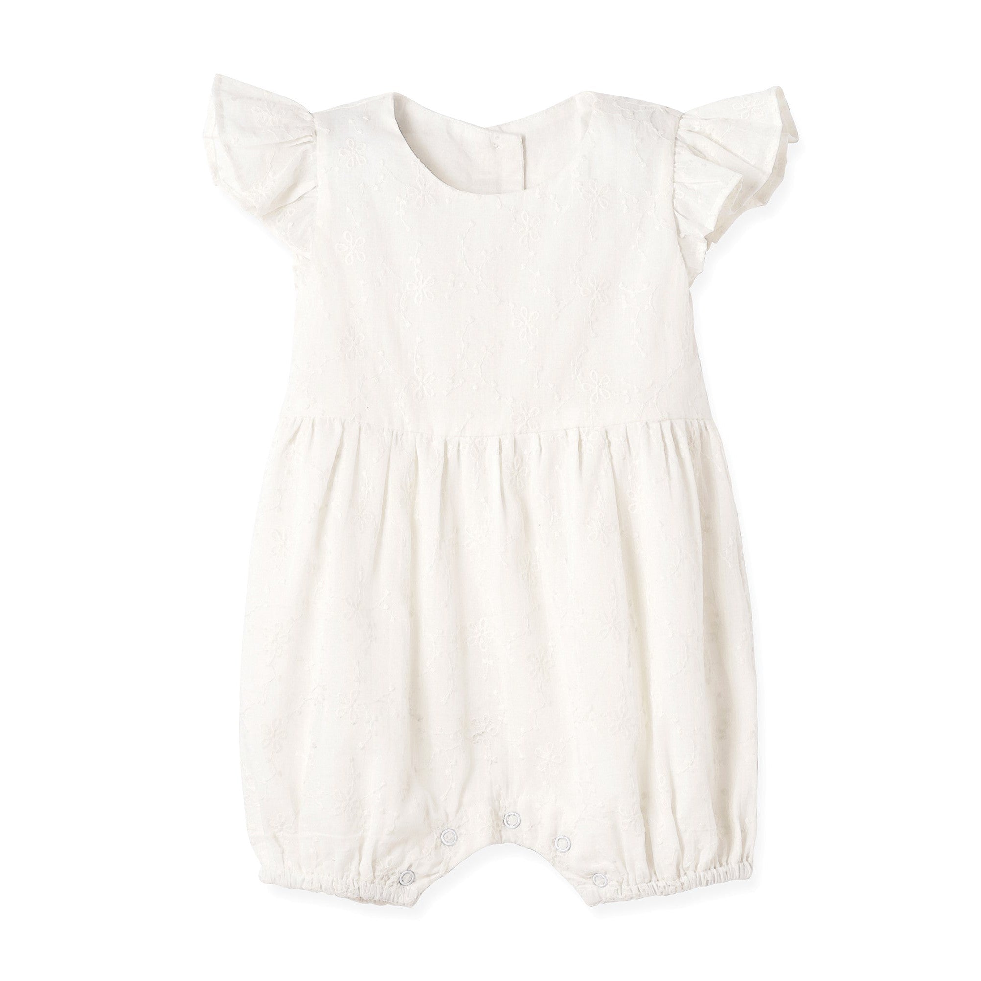 Truffles Ruffles Charlotte Embroidered Romper- Soft White-TESA BABE-Little Giant Kidz