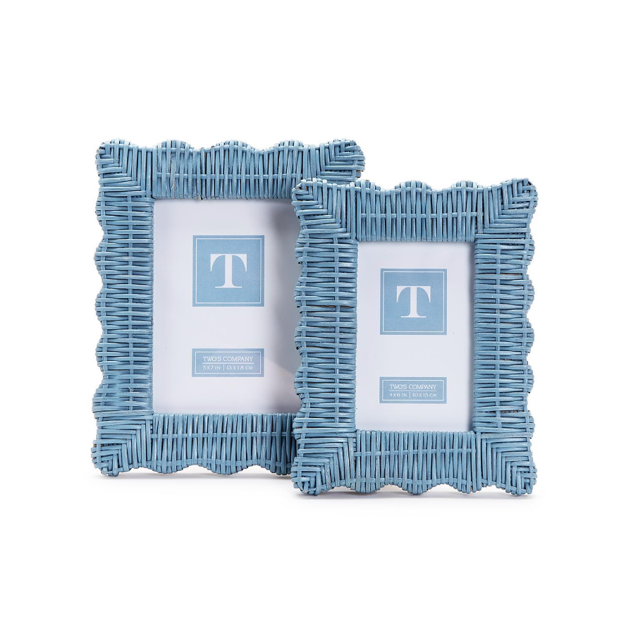 Two's Company Blue Wicker Weave Photo Frame 4 x 6-TWO'S COMPANY-Little Giant Kidz