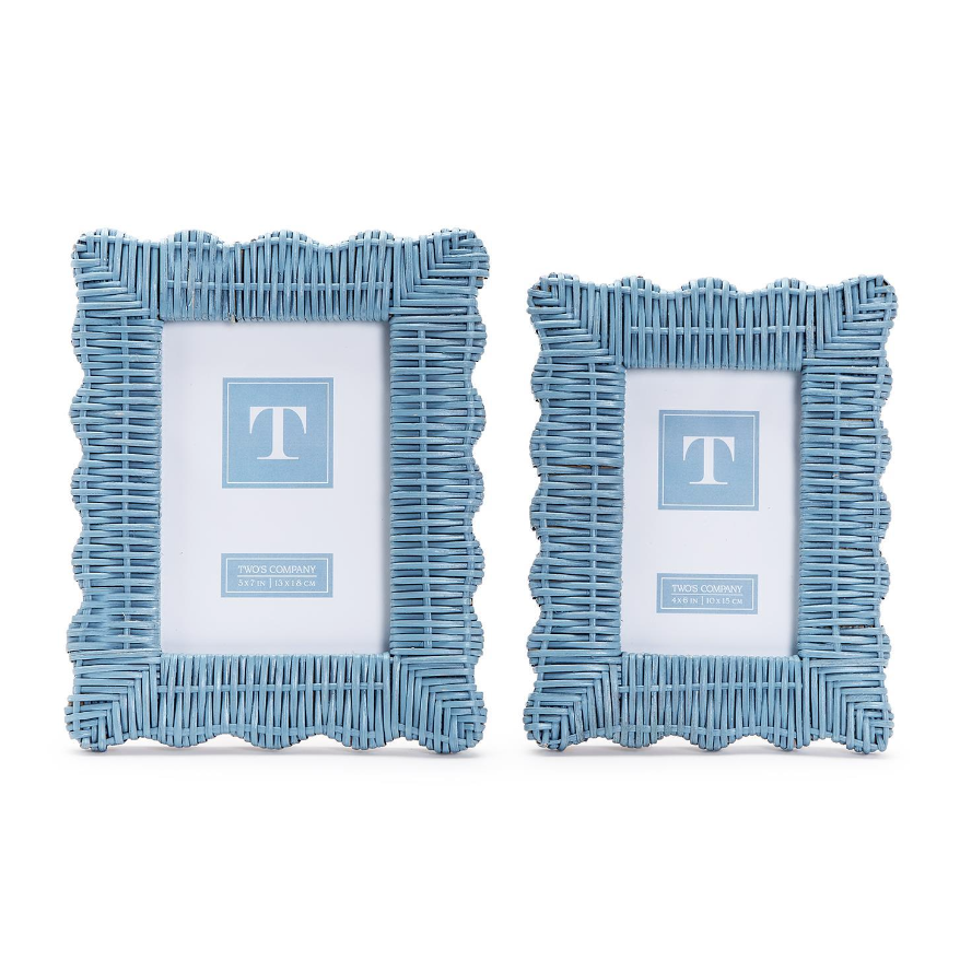 Two's Company Blue Wicker Weave Photo Frame 4 x 6-TWO'S COMPANY-Little Giant Kidz