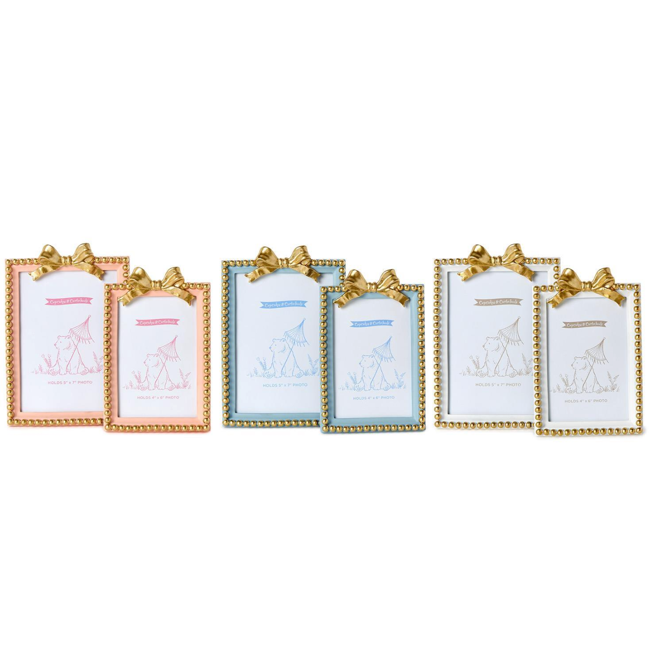 Two's Company Golden Bow Photo Frames - Assorted Colors-TWO'S COMPANY-Little Giant Kidz