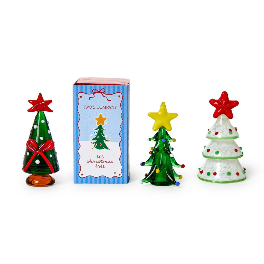 Two's Company Holiday Tree Blown Glass Trees in Gift Box-TWO'S COMPANY-Little Giant Kidz