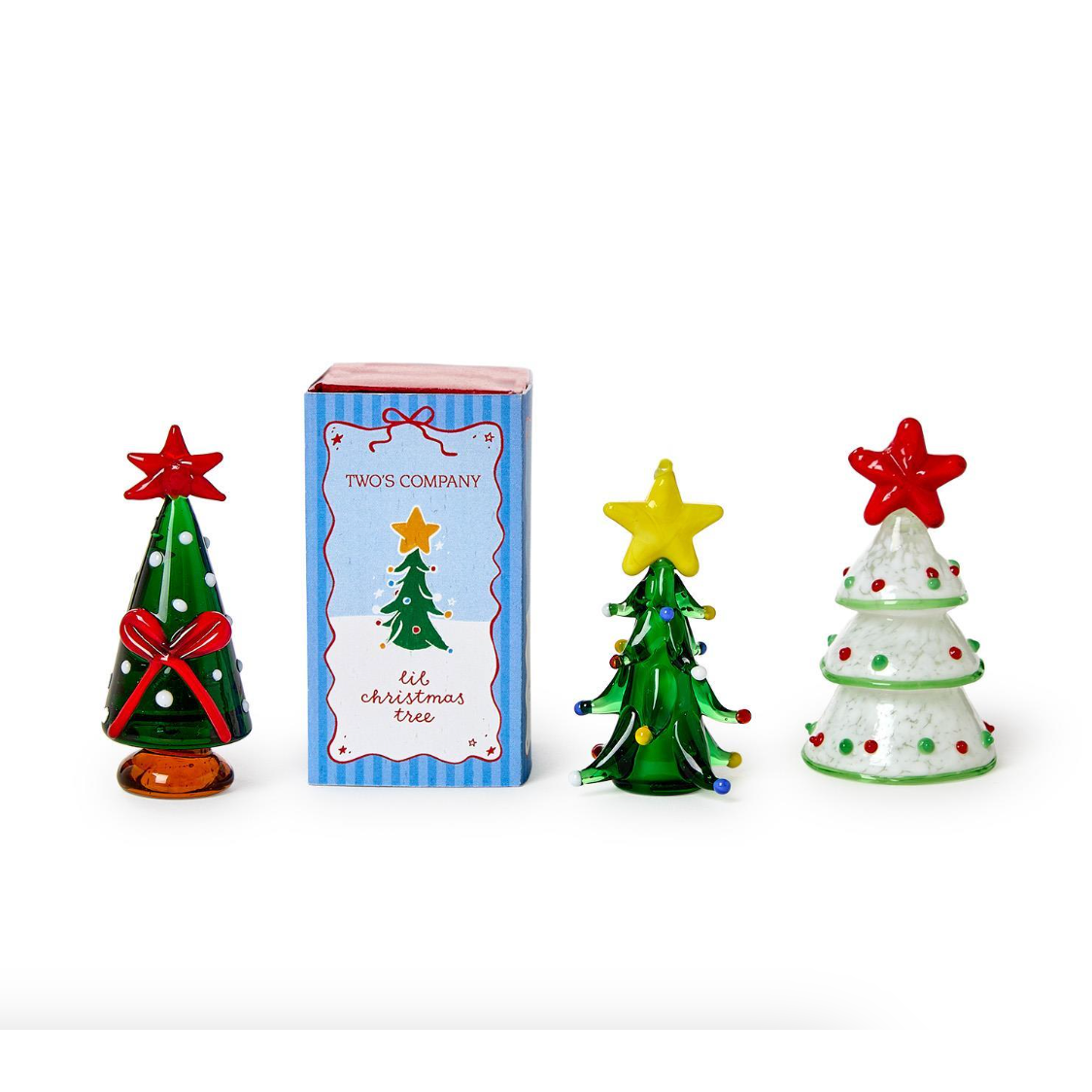 Two's Company Holiday Tree Blown Glass Trees in Gift Box-TWO'S COMPANY-Little Giant Kidz