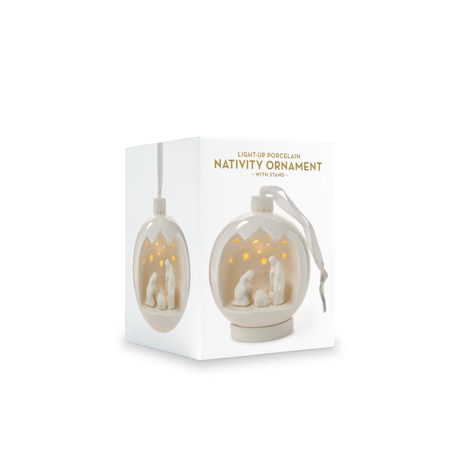 Two's Company Nativity Scene LIght-Up Keepsake Ornament with Stand in Gift Box-TWO'S COMPANY-Little Giant Kidz
