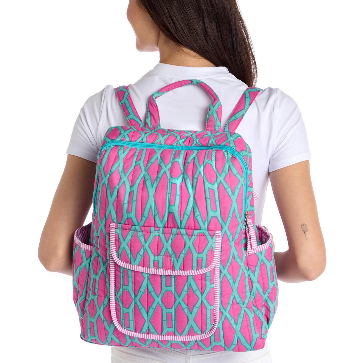 Two's Company Preppy Bamboo Cotton Block Printed Back Pack-TWO'S COMPANY-Little Giant Kidz