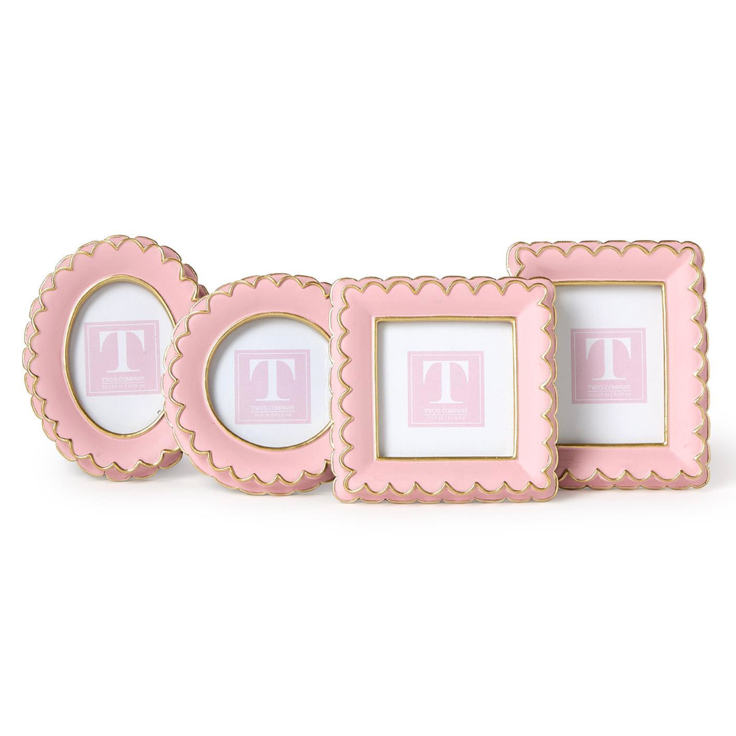 Two's Company Scalloped Mini Photo Frame - Pink-TWO'S COMPANY-Little Giant Kidz