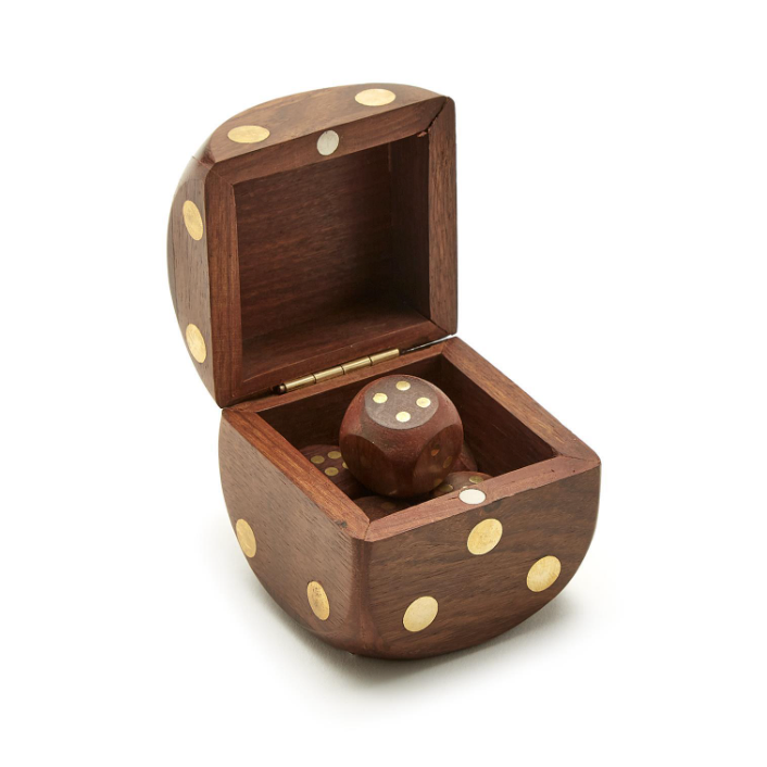 Two's Company Wood Crafted Dice Box with 6 Dice-TWO'S COMPANY-Little Giant Kidz