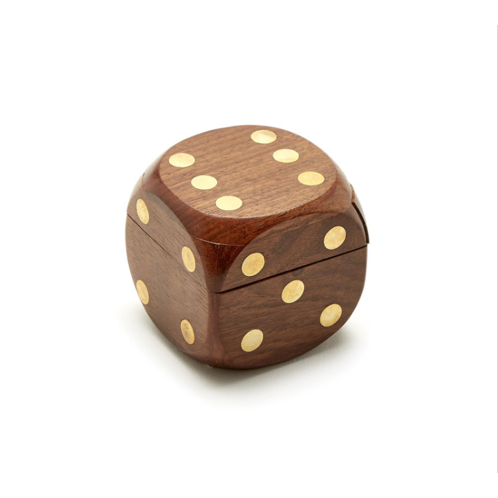 Two's Company Wood Crafted Dice Box with 6 Dice-TWO'S COMPANY-Little Giant Kidz