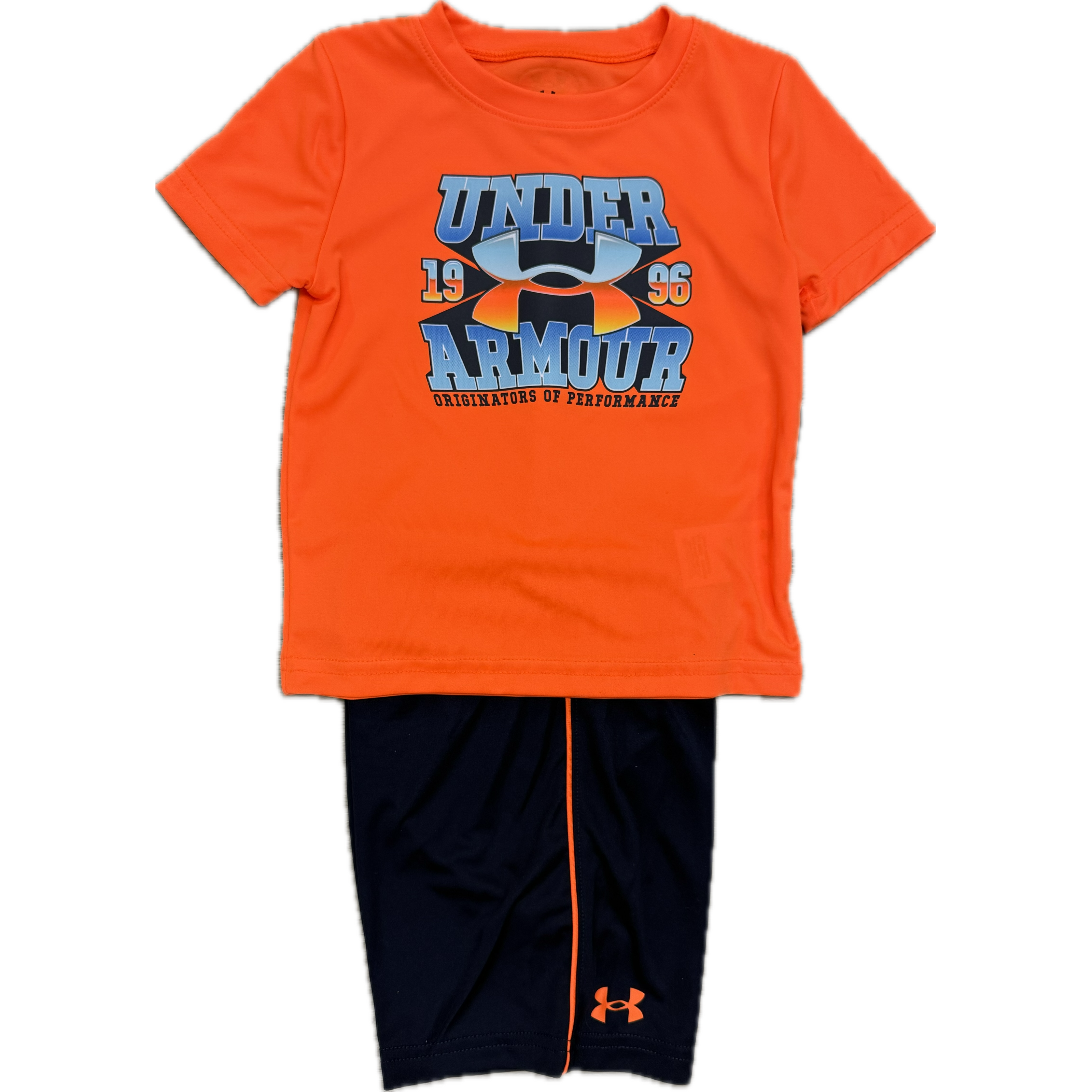Under Armour Boys' TECH Logo Short Sleeve Set- Blaze Orange-UNDER ARMOUR-Little Giant Kidz