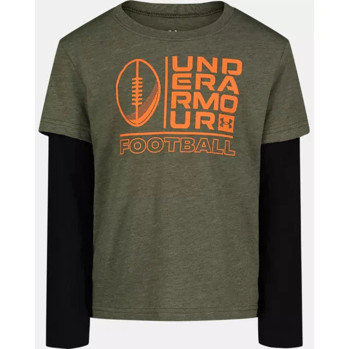 Under Armour Boys' UA Football Slider Long Sleeve Tee - Marine OD Green-UNDER ARMOUR-Little Giant Kidz