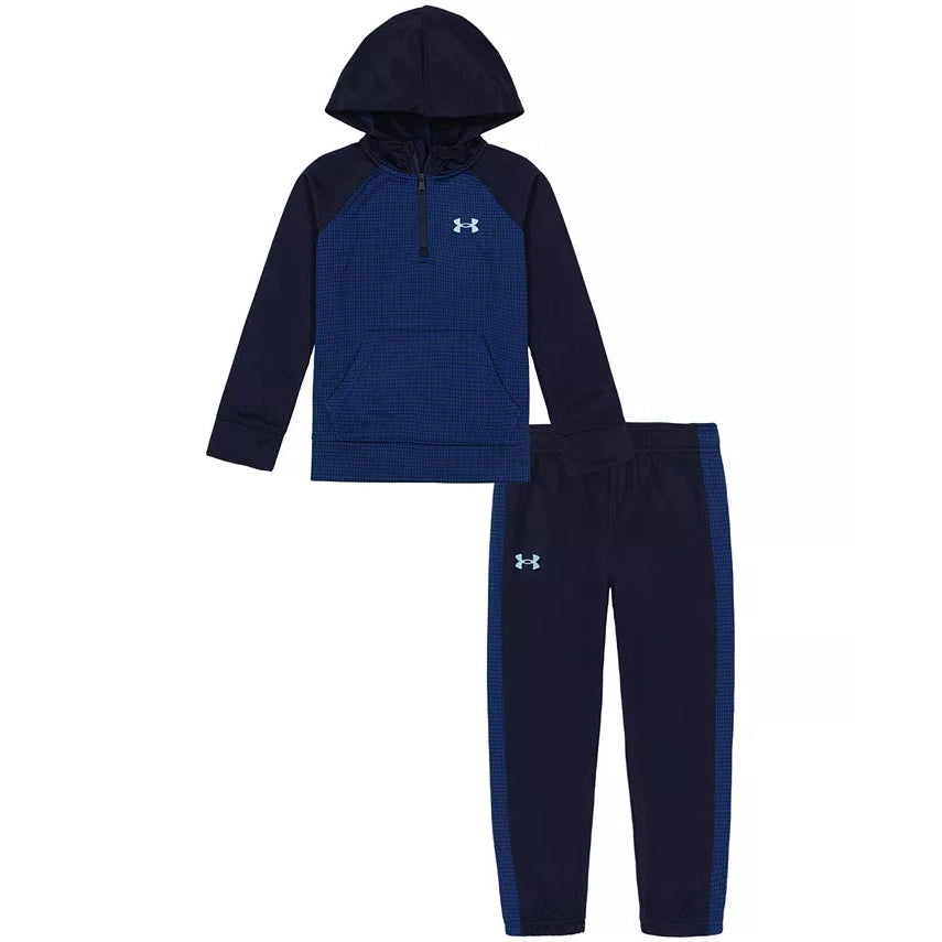 Under Armour Boys' UA Grid Fleece 1/4 Zip Hoodie Set - Midnight Navy-UNDER ARMOUR-Little Giant Kidz