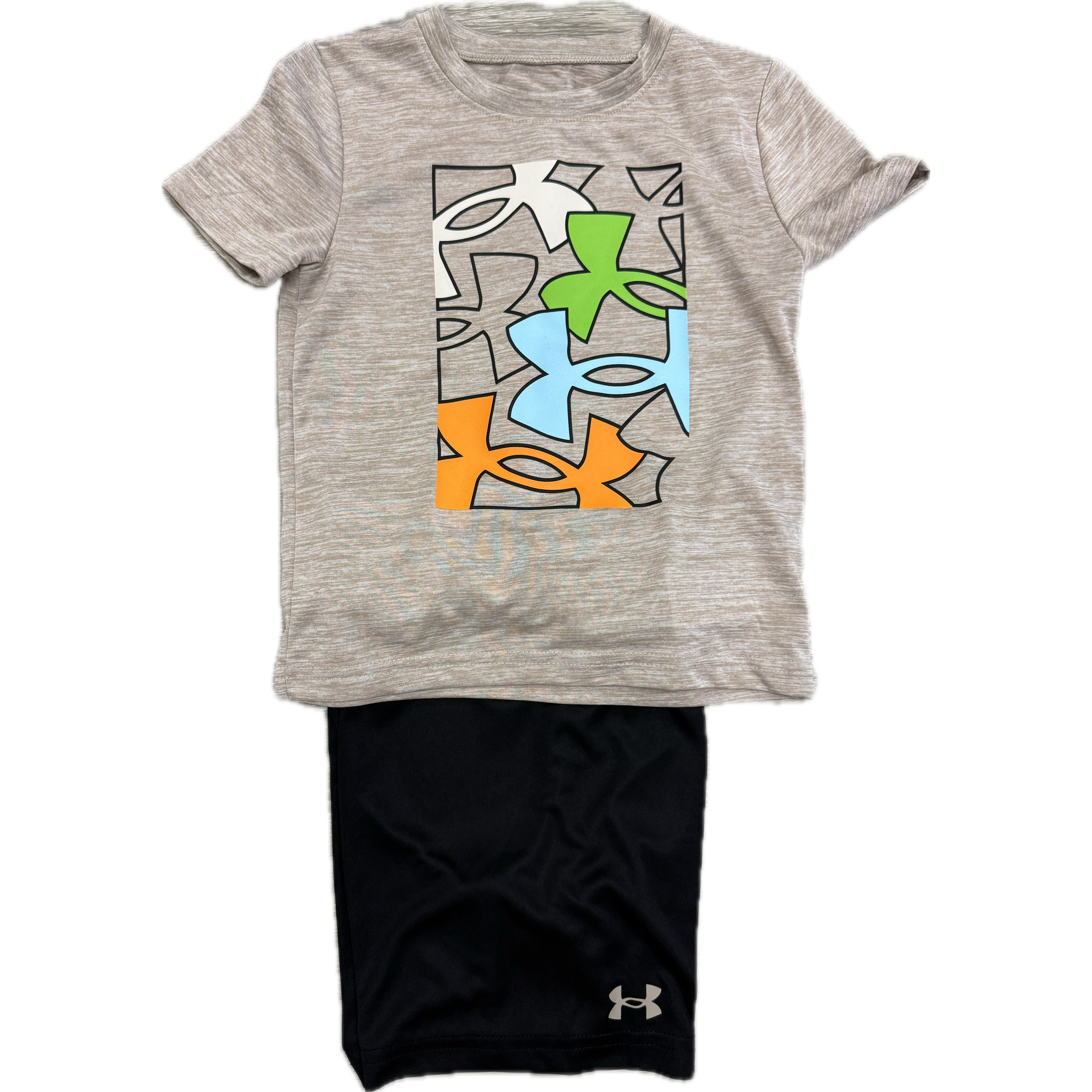 Under Armour Boys' UA TECH Printed Short Sleeve Short Set- City Khaki Logo-UNDER ARMOUR-Little Giant Kidz
