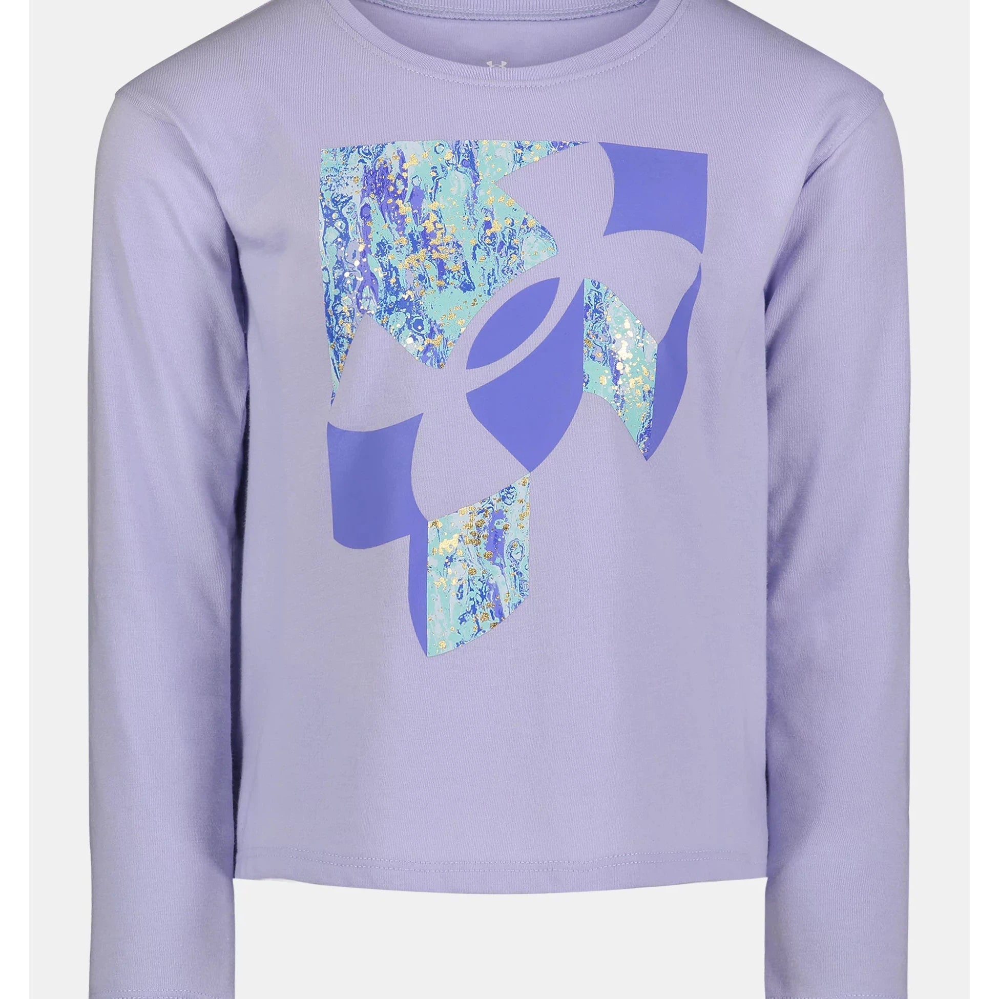 Under Armour Girl's UA Marble Shadow Logo Long Sleeve - Celeste-UNDER ARMOUR-Little Giant Kidz