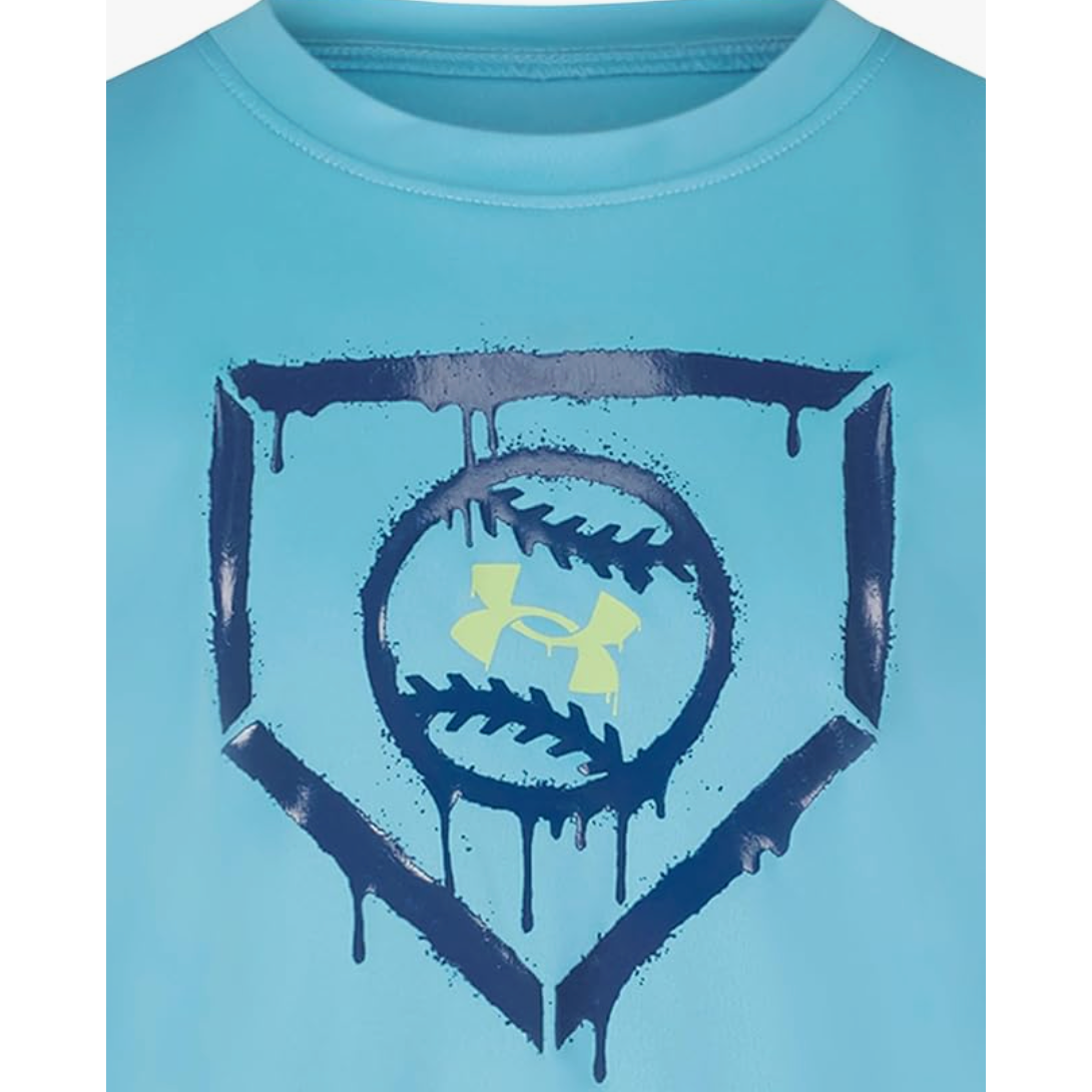 Under Armour Tech Baseball Spray Short Sleeve- Fresco Blue-UNDER ARMOUR-Little Giant Kidz