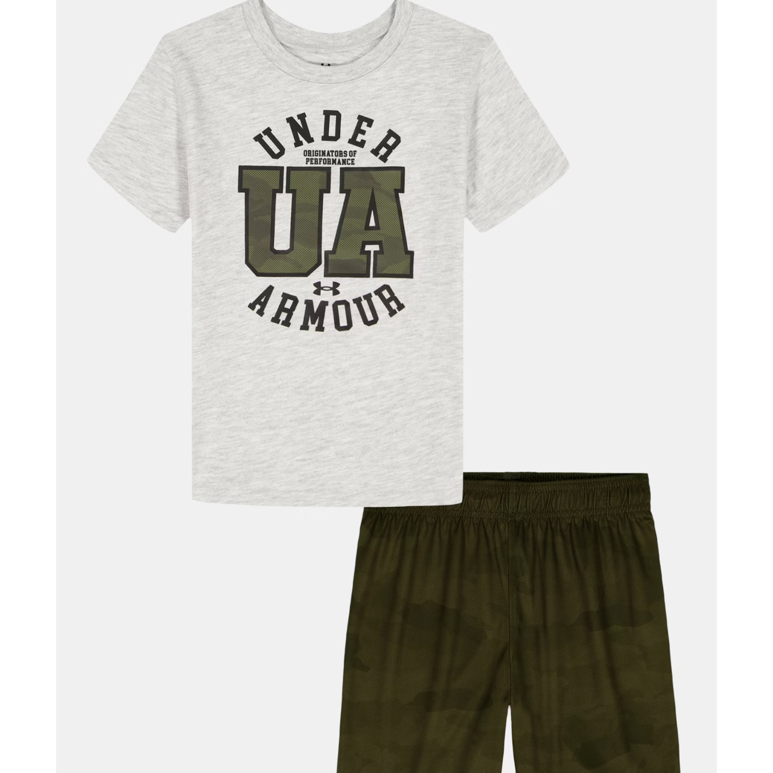 Under Armour Tech Printed Short Sleeve Set- Mod Gray-UNDER ARMOUR-Little Giant Kidz