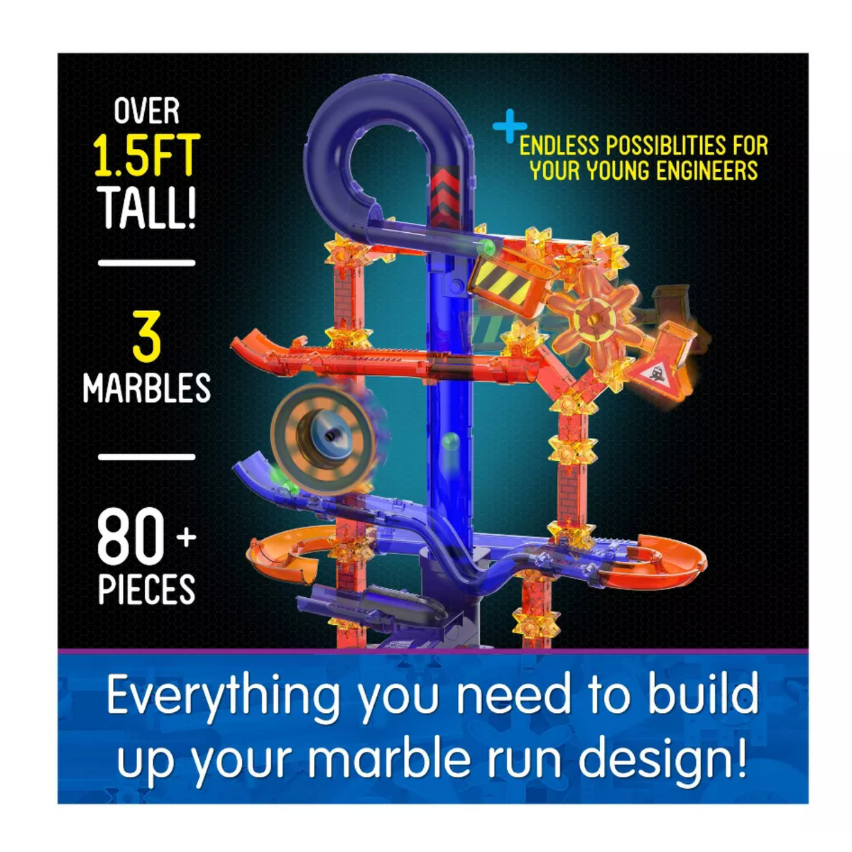 University Games Techno Gears Marble Mania Midnight Xpress (80+pcs)-University Games-Little Giant Kidz