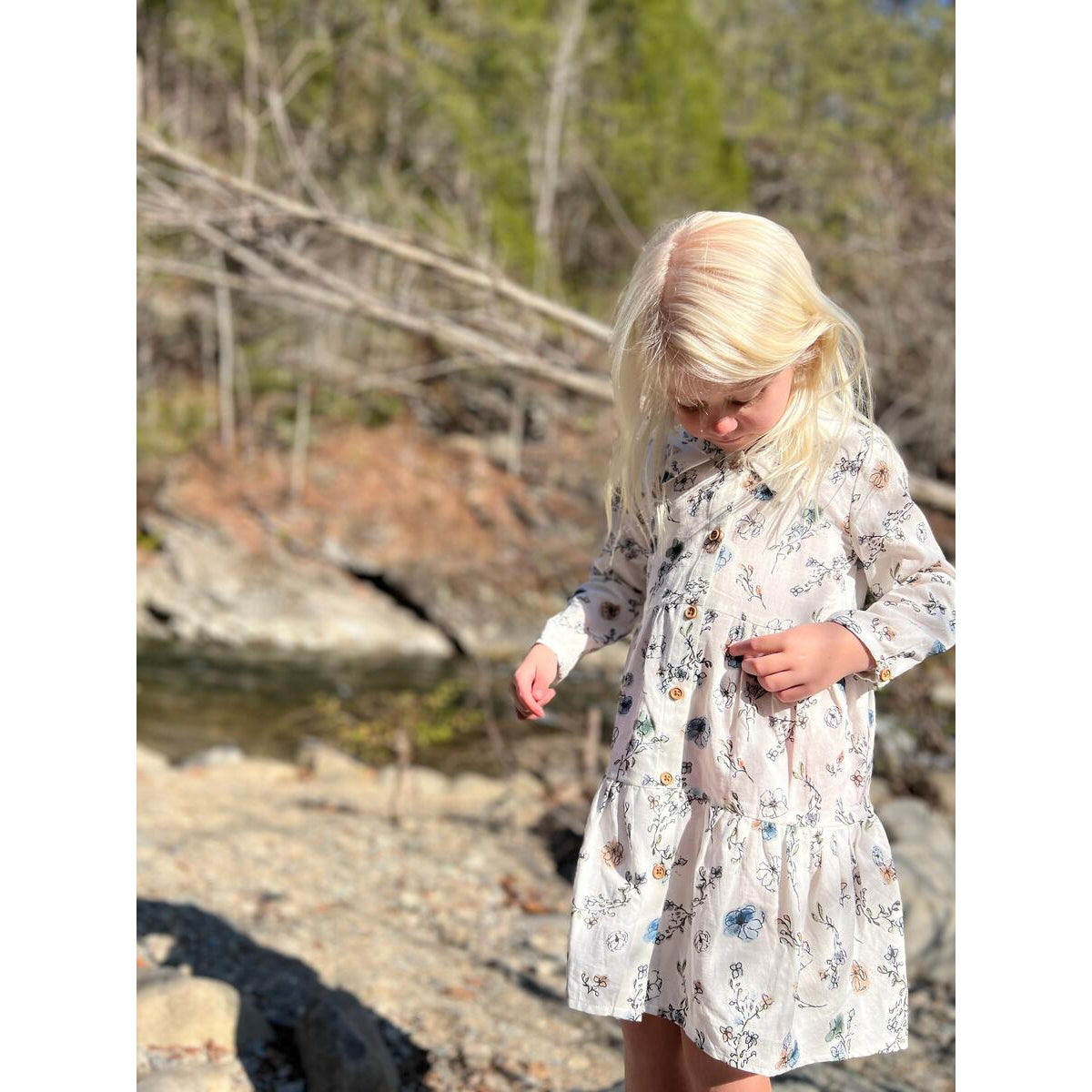 Vignette Cream & Cool Ditsy Floral Judy Dress-VIGNETTE-Little Giant Kidz