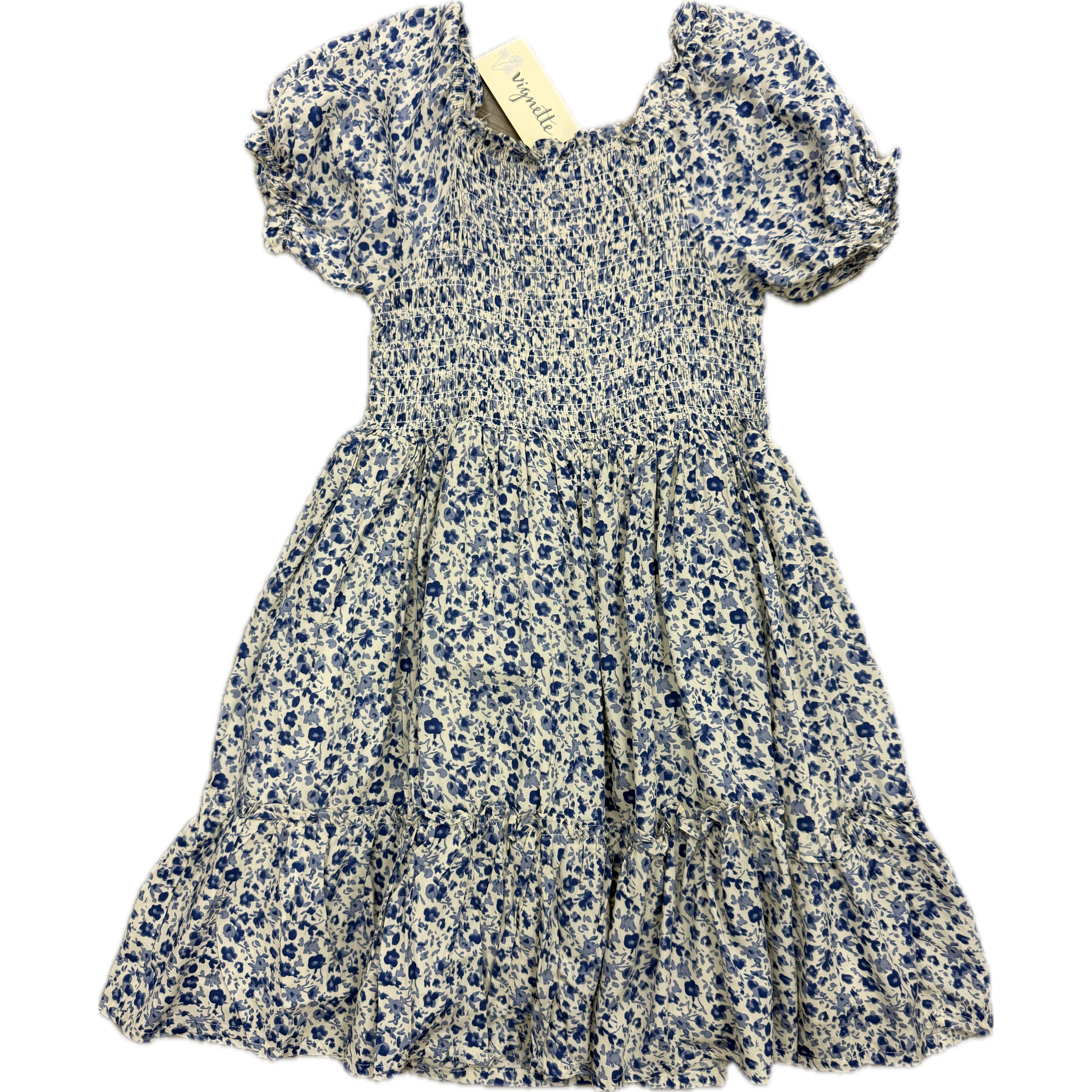 Vignette Dehlia Blue Meadow Flowers Dress-VIGNETTE-Little Giant Kidz