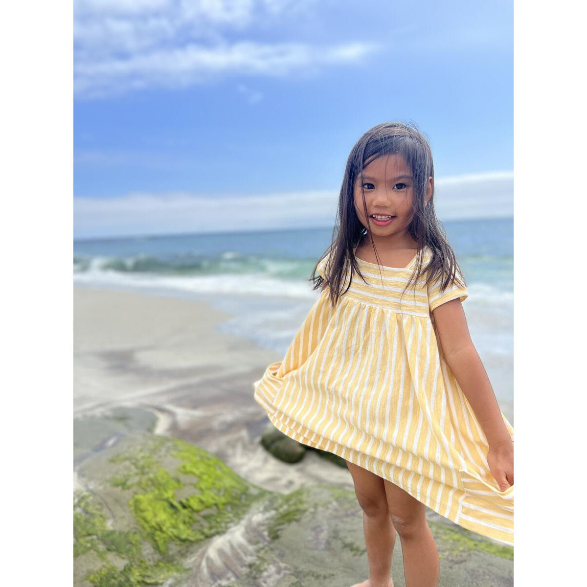 Vignette Yellow & Ivory Stripe Rylie Dress-VIGNETTE-Little Giant Kidz