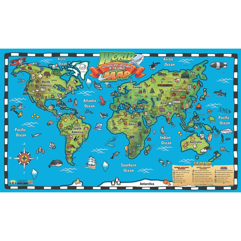 Waypoint Geographic Kid's World Map Interactive Wall Chart: Wonders & Landmarks of the World-Waypoint Geographic-Little Giant Kidz