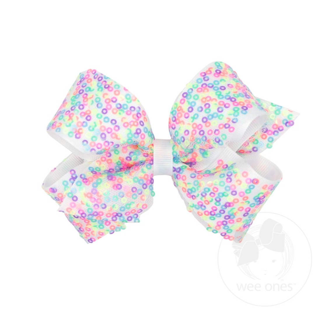 Wee Ones Medium Confetti Sequin with Grosgrain Underlay Hair Bow-WEE ONES-Little Giant Kidz
