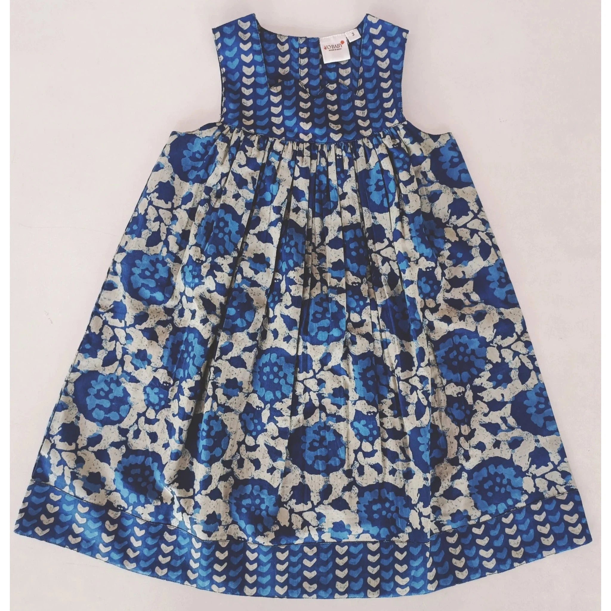 Yo Baby Indigo Floral Printed Dress-Yo Baby-Little Giant Kidz