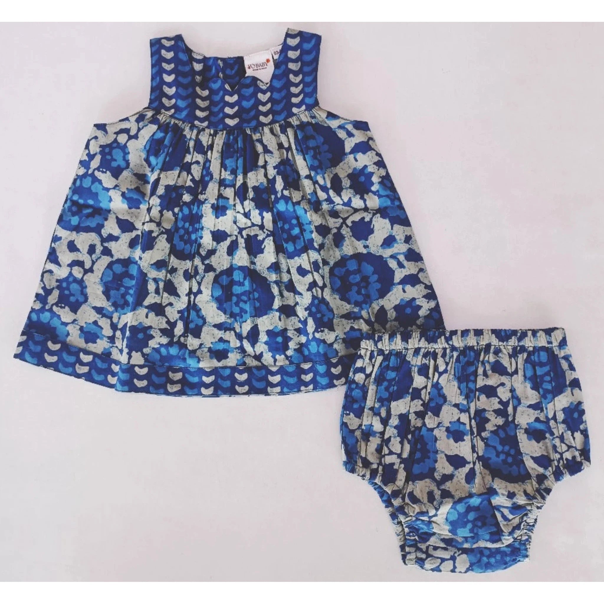 Yo Baby Indigo Floral Printed Dress and Bloomer Set-Yo Baby-Little Giant Kidz
