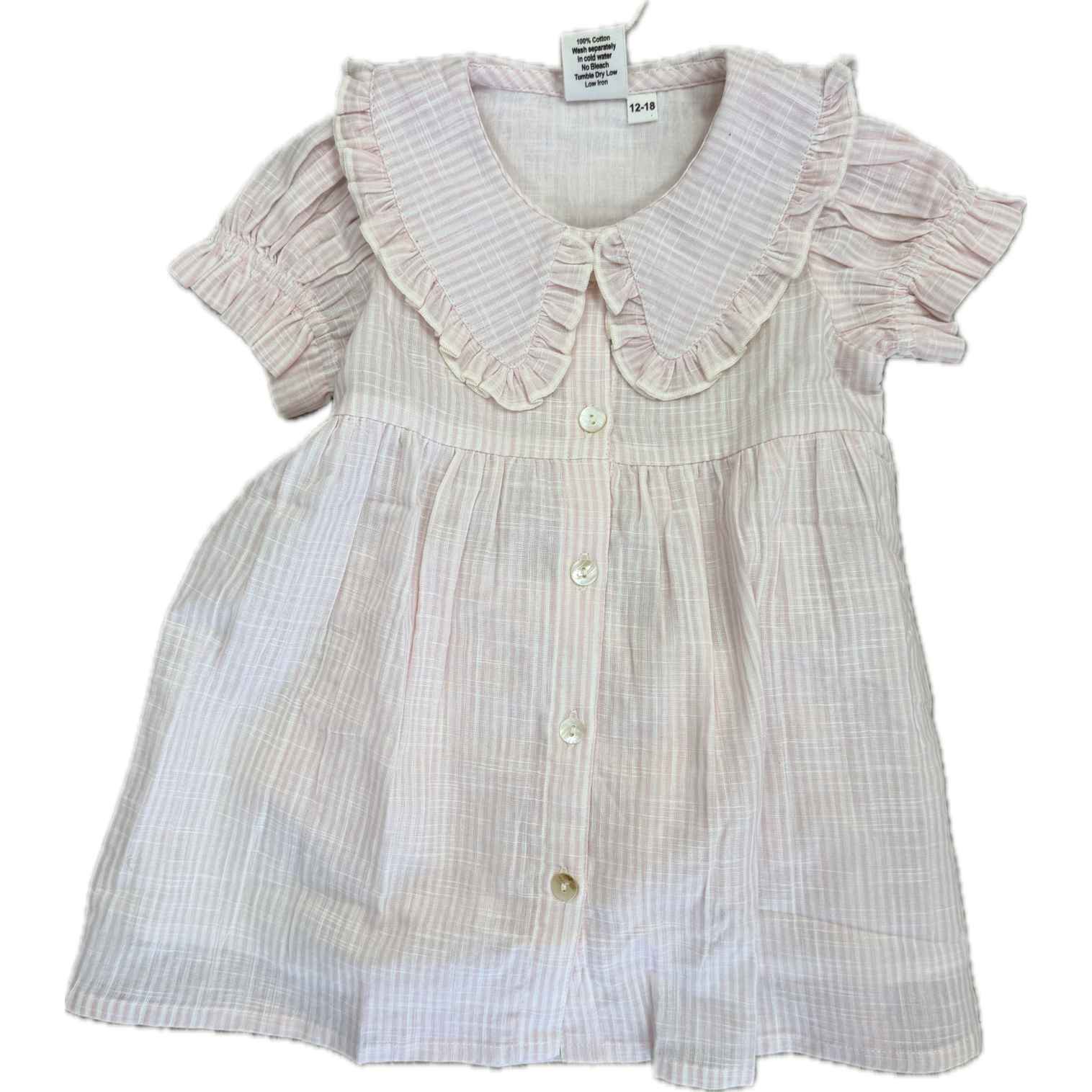 Yo Baby Pink Stripe Ruffle Dress-Yo Baby-Little Giant Kidz