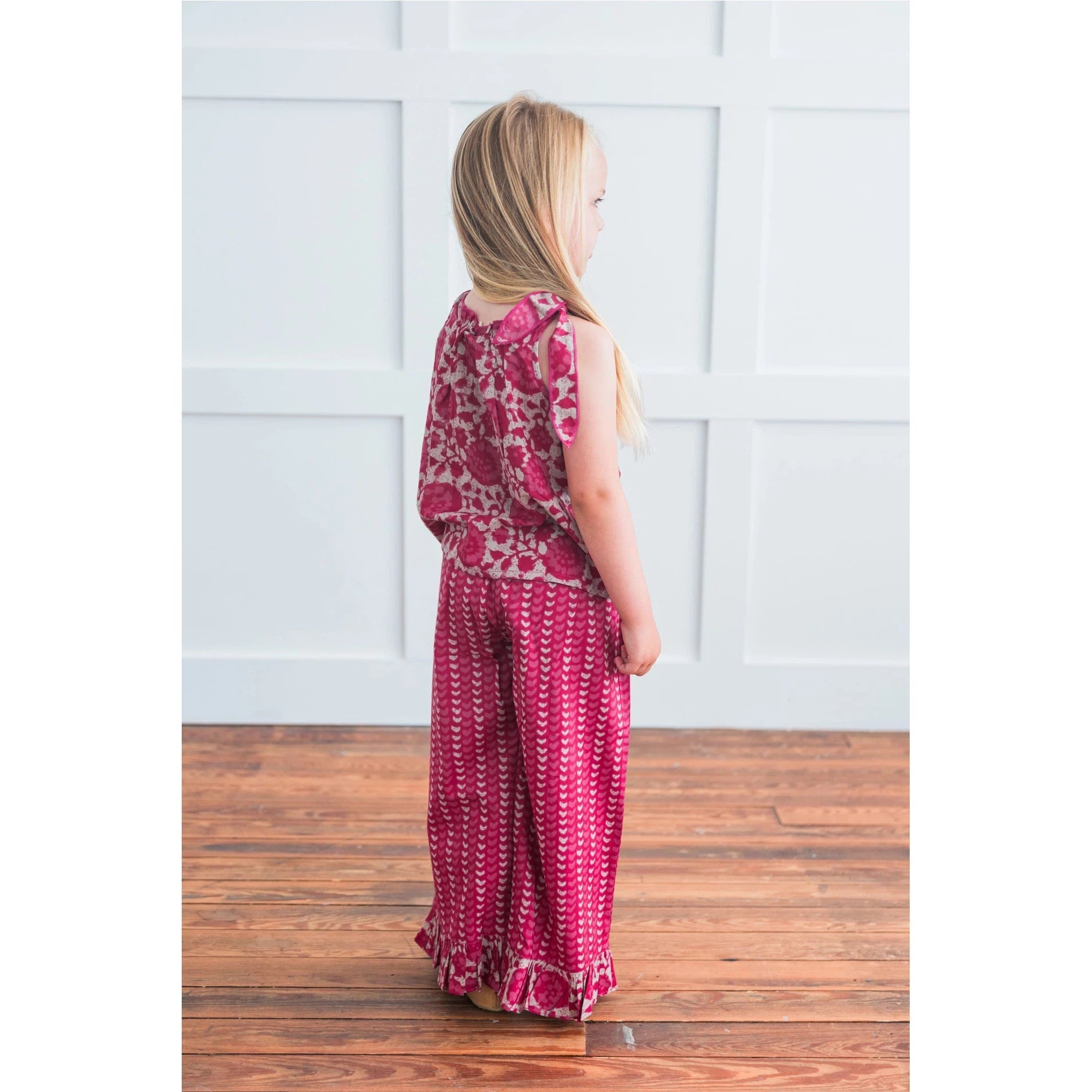 Yo Baby Printed Hot Pink Top with Striped Ruffle Pants 2 Piece Set-Yo Baby-Little Giant Kidz