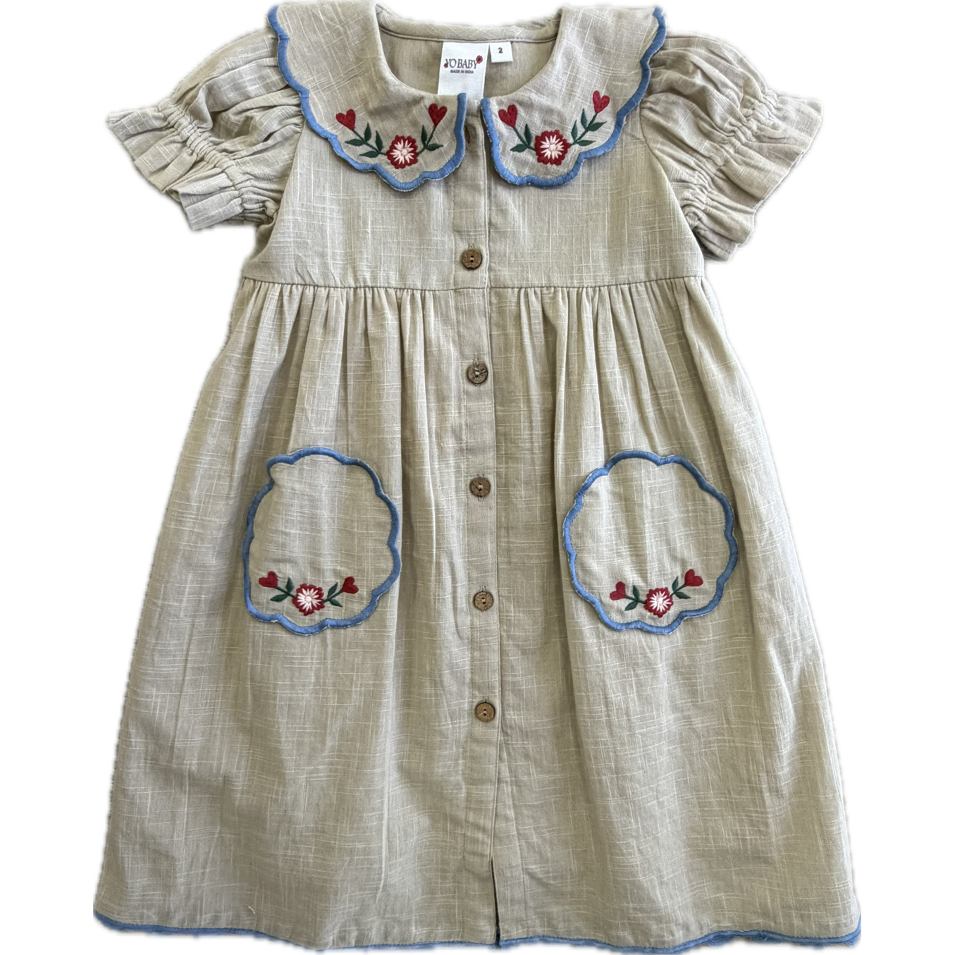Yo Baby Tan with Red Flowers Dress-Yo Baby-Little Giant Kidz