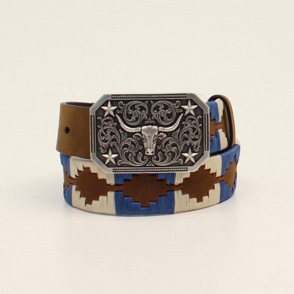 3D Belt Company Toddler Boys' 3D Belt 1 1/4" Southwest Lacing Longhorn Buckle - Brown-M & F Western Products-Little Giant Kidz
