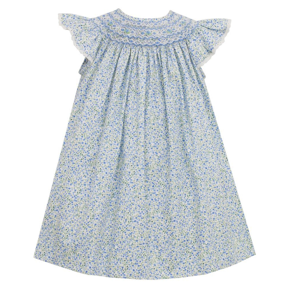 blue floral toddler dress Blue Floral Smocked Long Sleeve Dress – Classic Whimsy main image 0