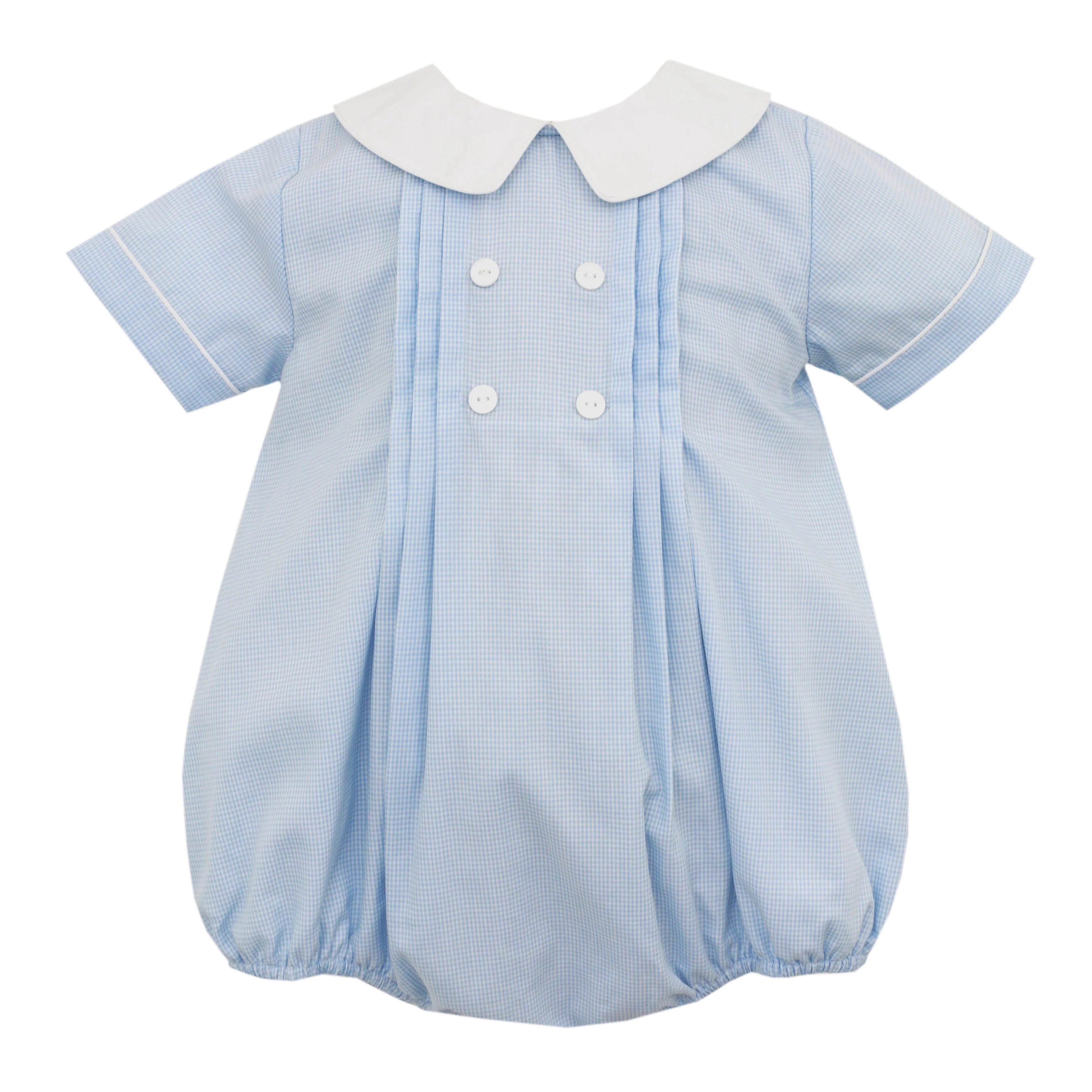 Anavini White Collar Light Blue Gingham Bubble-ANAVINI-Little Giant Kidz