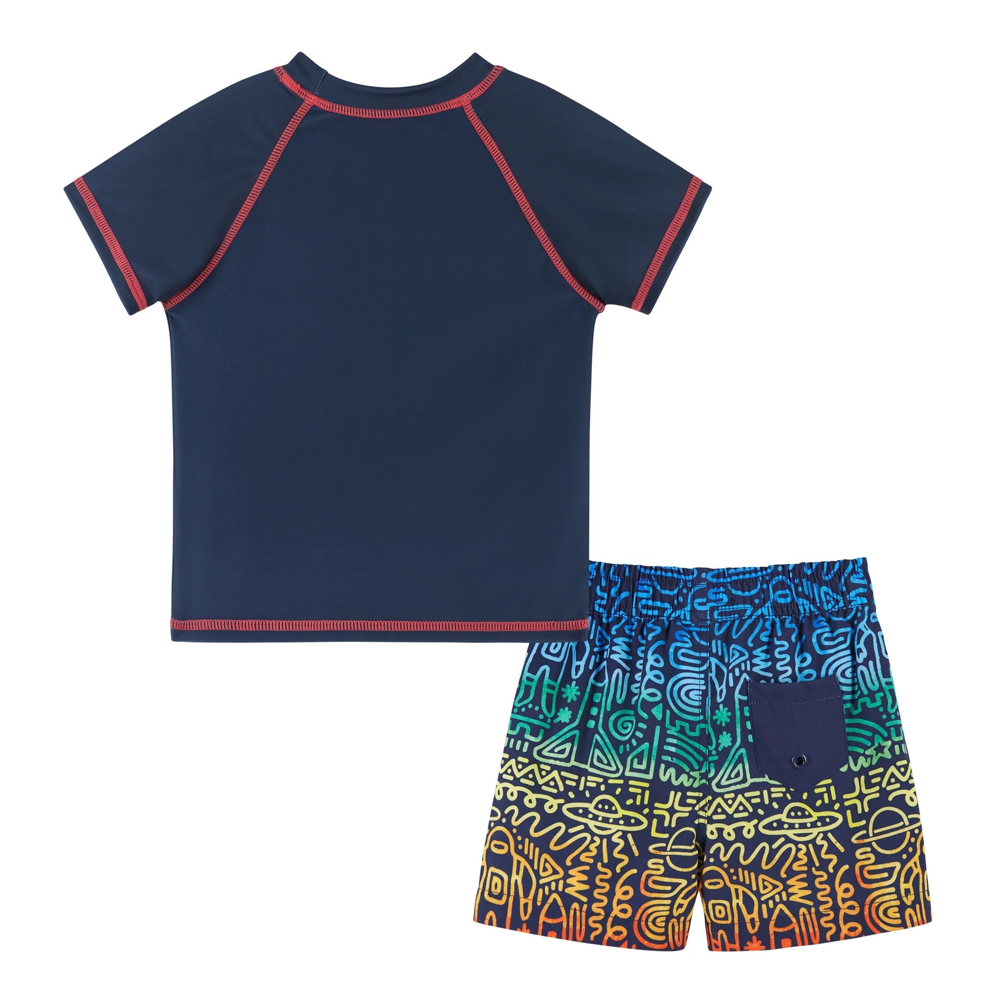 Andy & Evan UPF 50+ Rocket Print Rashguard & Stretch Swim Trunk Set-ANDY & EVAN-Little Giant Kidz