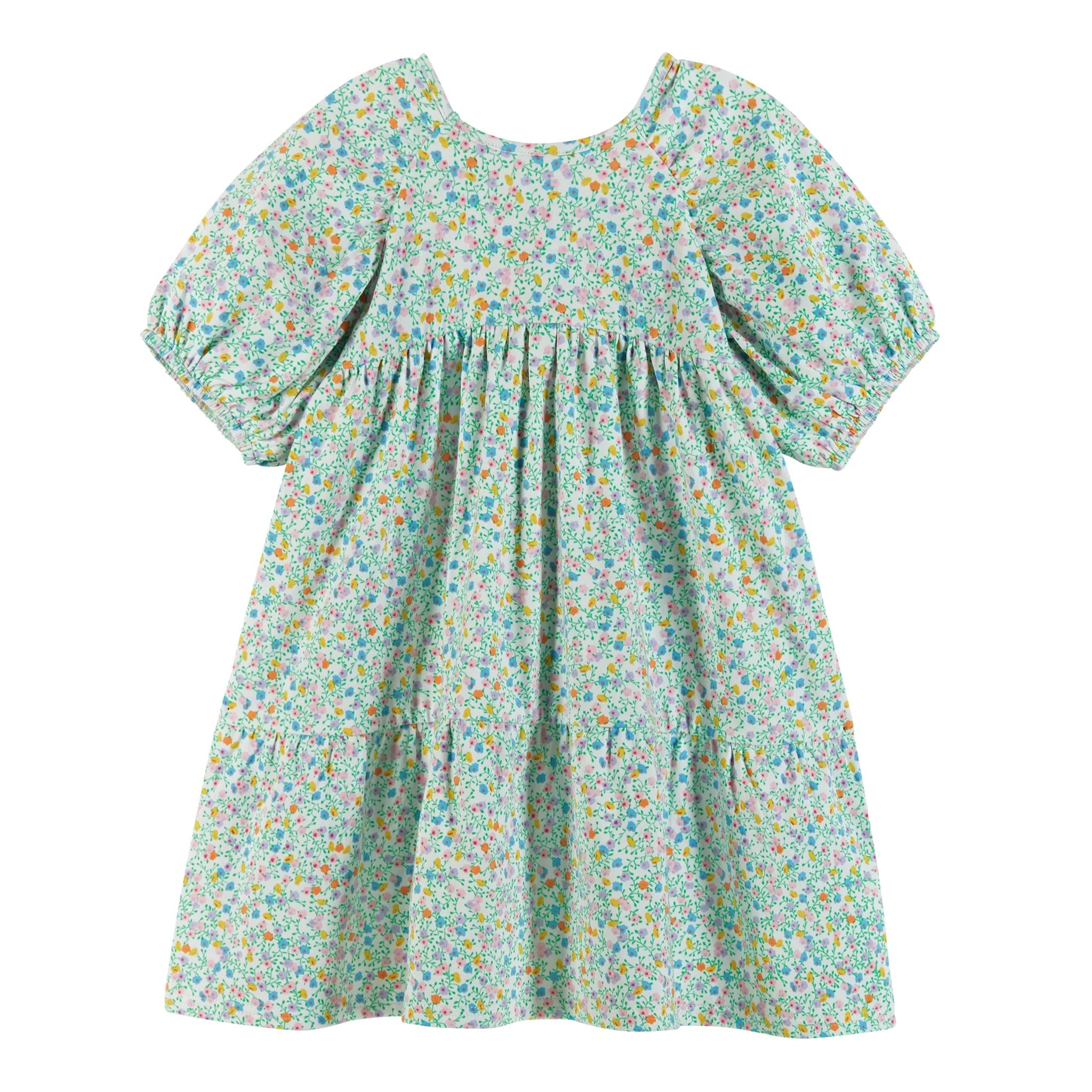Andy & Evan White Floral Print Puff Sleeve Dress-ANDY & EVAN-Little Giant Kidz