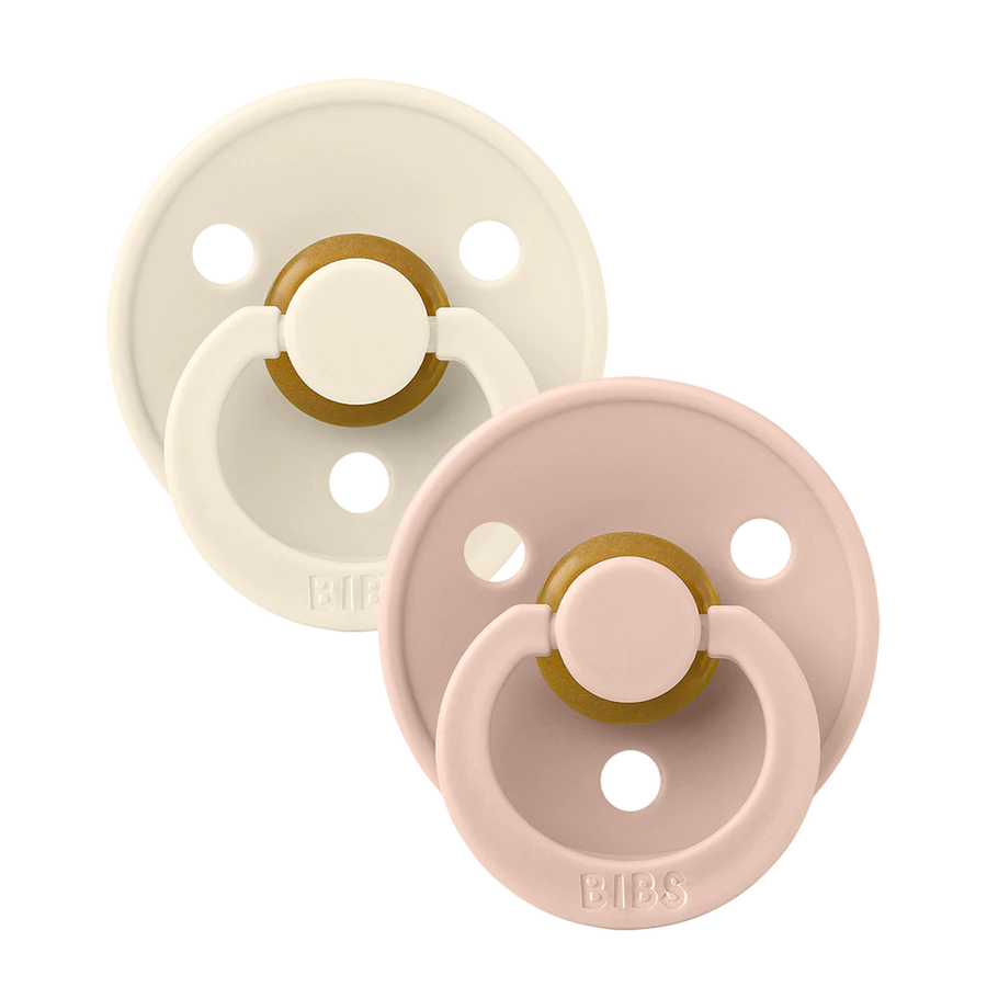 BIBS Colour Collection Round Natural Pacifier - Blush/Ivory 2Pk-Maighan Distribution-Little Giant Kidz