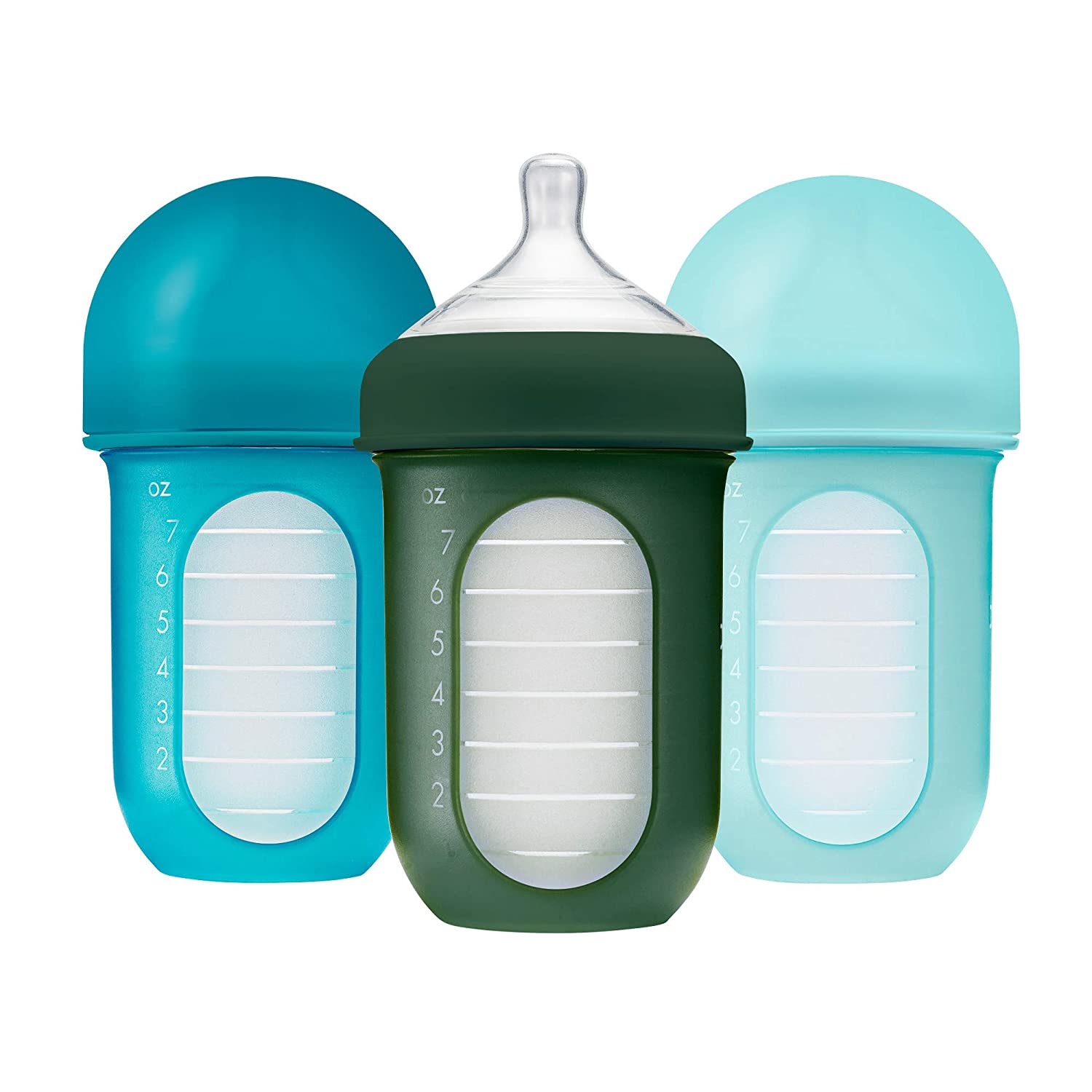 Boon NURSH Silicone Pouch Bottle 8oz (3-Pack) - Blue-BOON-Little Giant Kidz