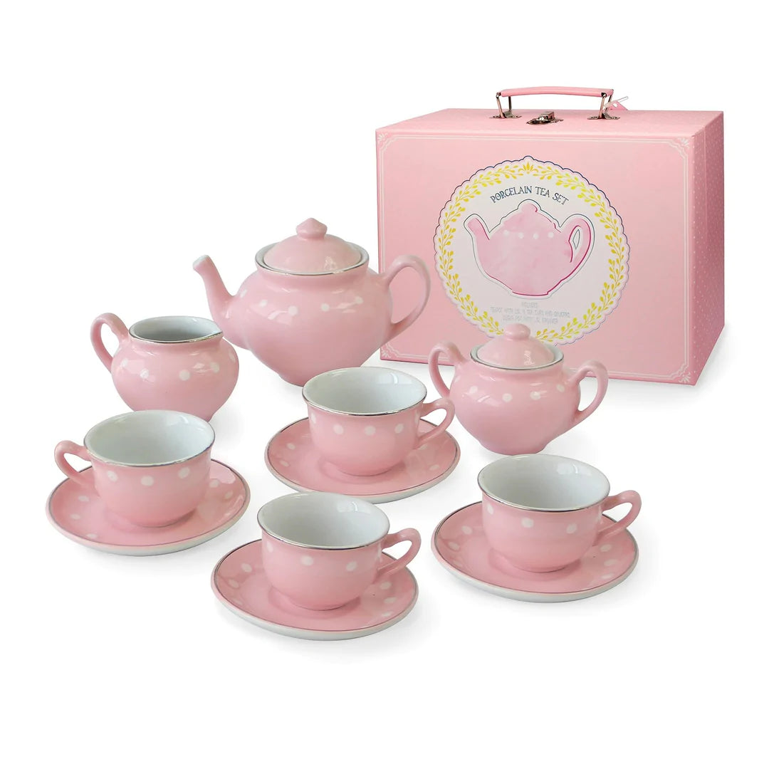 Bright Stripes Porcelain Tea Set - Pink-Bright Stripes-Little Giant Kidz