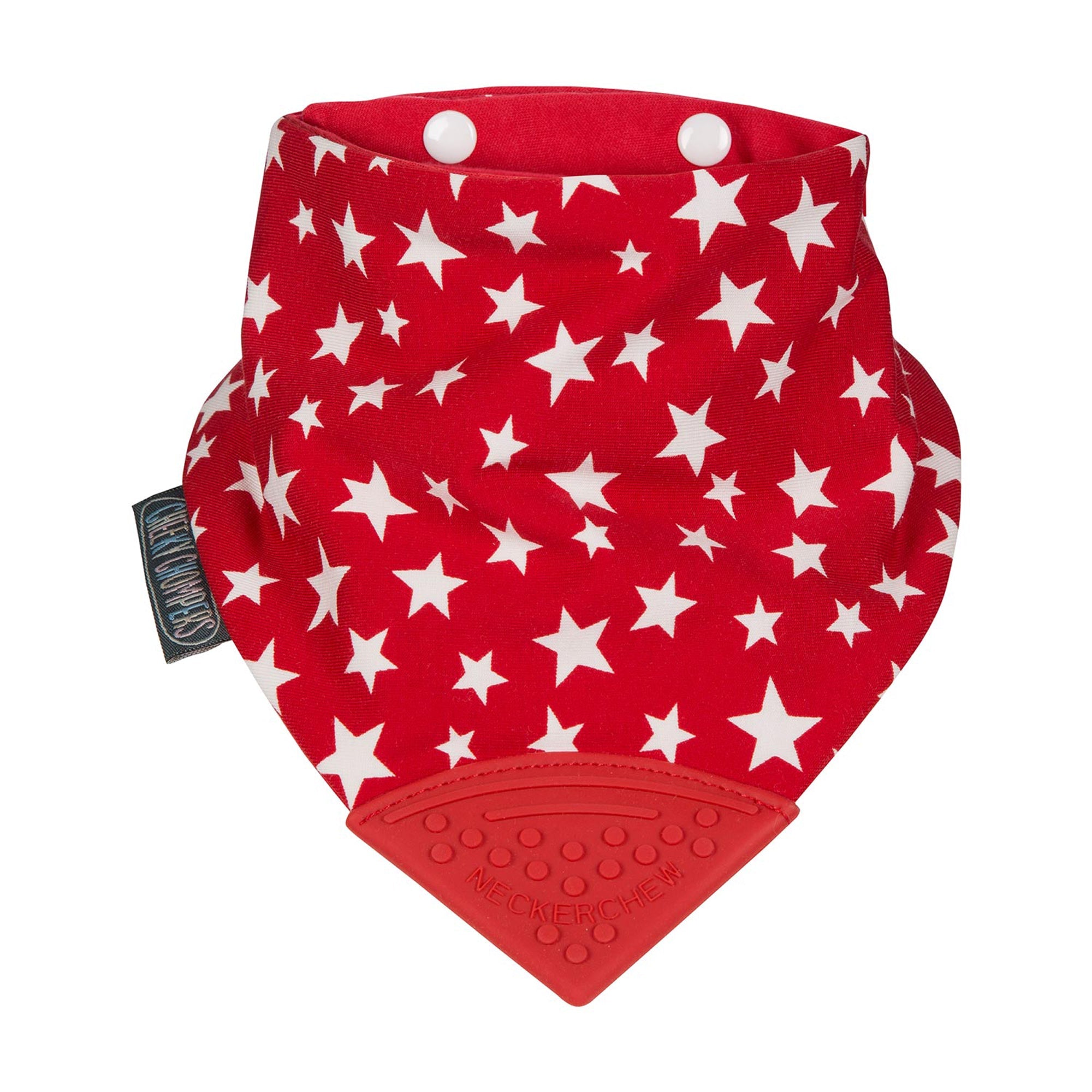 Cheeky Chompers Neckerchew Teething Dribble Bib - Red Stars-Cheeky Chompers-Little Giant Kidz