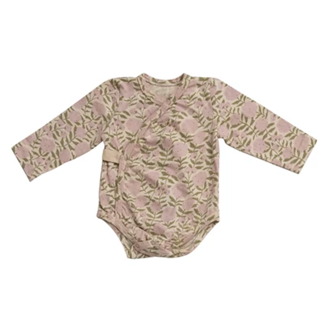 Creative Co-Op Cotton Baby Kimono Long Sleeve Patterned Bodysuit-COOP-Little Giant Kidz