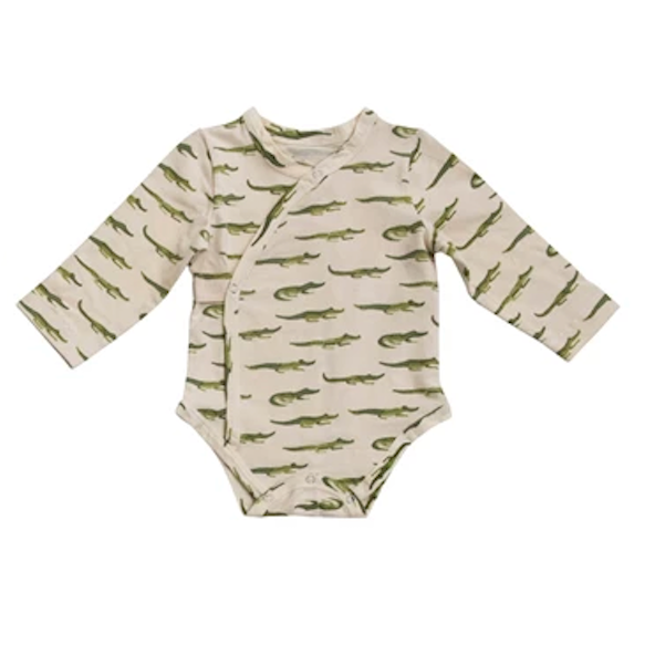 Creative Co-Op Cotton Baby Kimono Long Sleeve Patterned Bodysuit-COOP-Little Giant Kidz
