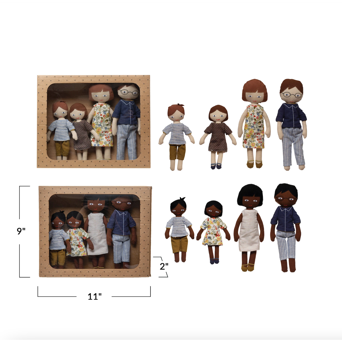 Creative Co-Op Plush Family - Reversible Clothing (Boxed Set of 4)-COOP-Little Giant Kidz