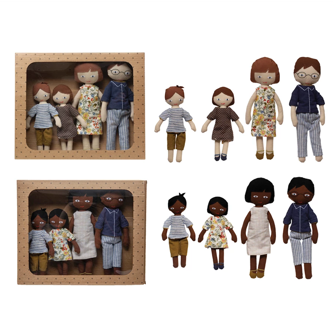 Creative Co-Op Plush Family - Reversible Clothing (Boxed Set of 4)-COOP-Little Giant Kidz