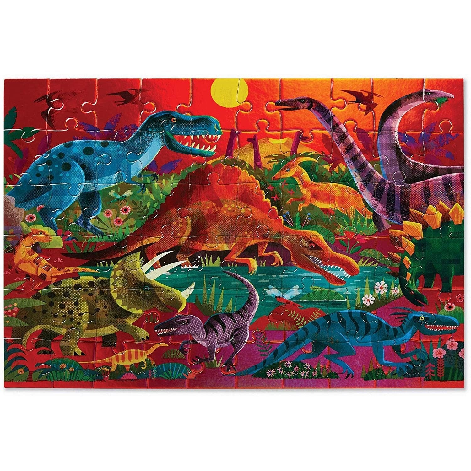 Crocodile Creek 60 Piece Floor Puzzle - Dazzling Dinosaurs Holographic Foil-Crocodile Creek-Little Giant Kidz