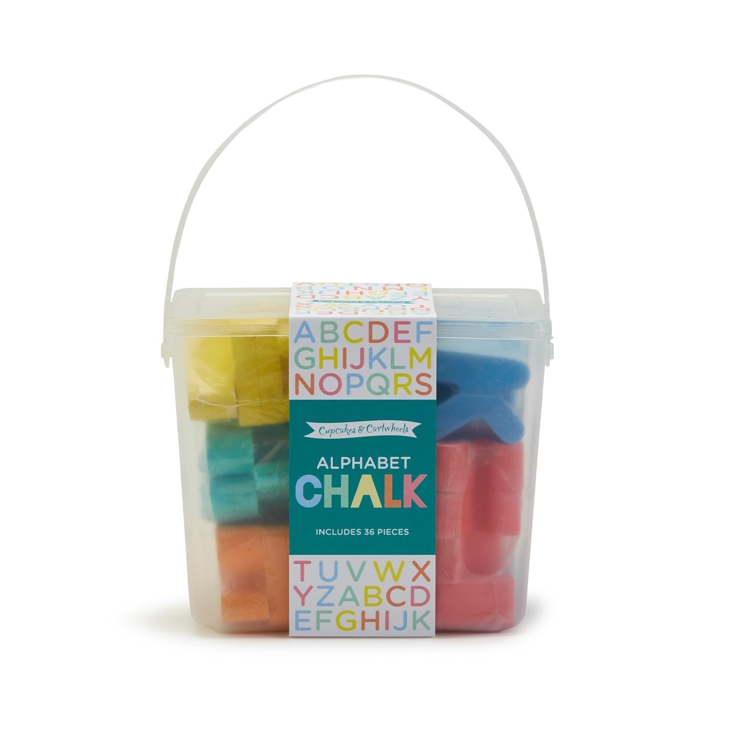 Cupcakes & Cartwheels Alphabet Letter Chalk in Storage Bucket - 36 Pieces-CUPCAKES & CARTWHEELS-Little Giant Kidz